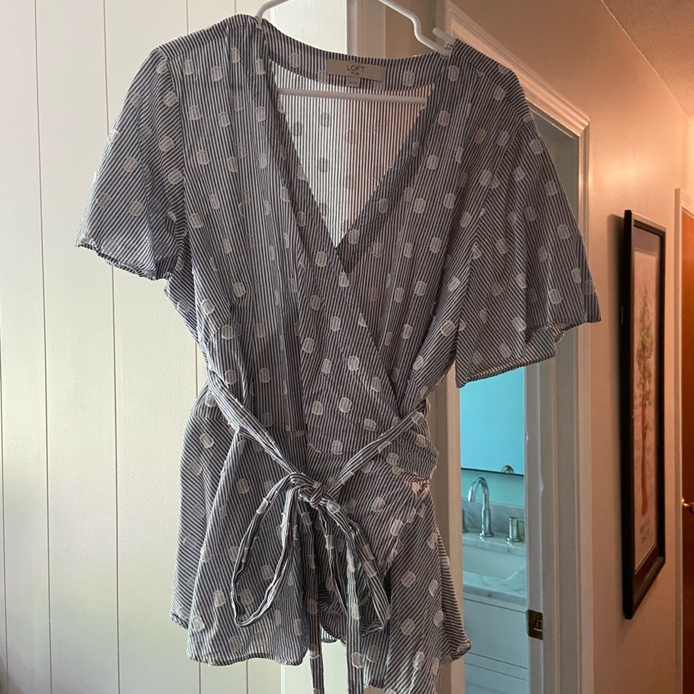 EUC polka dot wrap top from LOFT